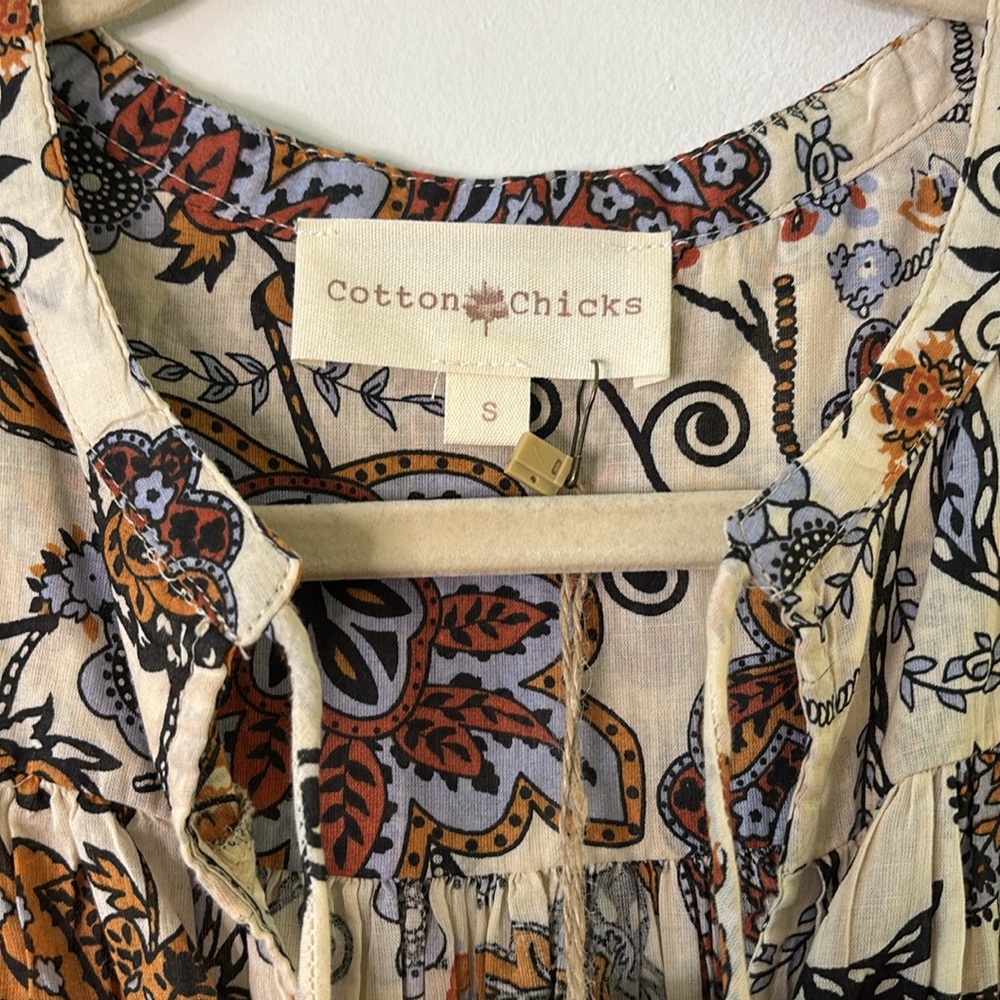 NWT Anthropologie Cotton Chicks Flowy Floral Peasant Sleeve Maxi Dress Small - Picture 5 of 11